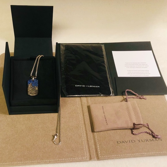 David Yurman Waves Blue Sapphire Tag & 22” Chain - Picture 10 of 10